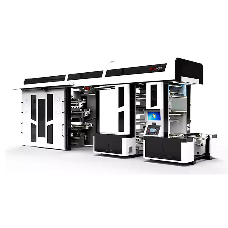 Fleksografski tiskarski stroj s centralnim odtisom 8-barvnega hitrega polservo pogona